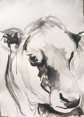 Cow Portrait In Ink II