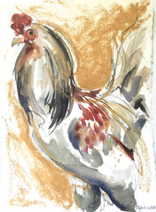 Rooster Study With Gold