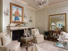 above: Commissioned painting above fireplace by artist Lisa Gleim; please contact us for commission information.