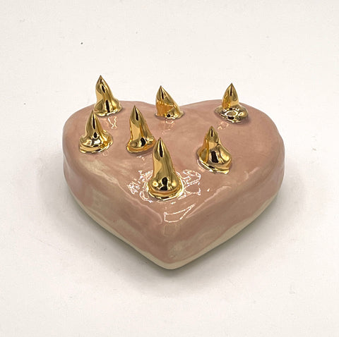 Pink and Gold Spike Heart